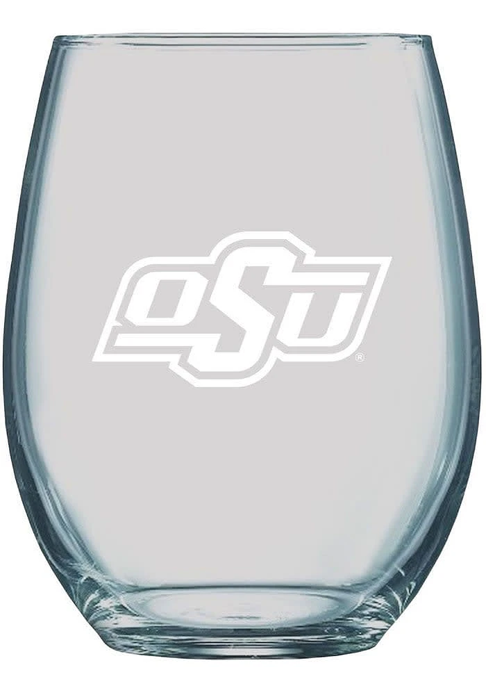 Oklahoma State Cowboys 21oz Etched Stemless Wine Glass - White