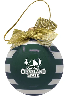 Cleveland State Vikings Ceramic Bulb Ornament - Green