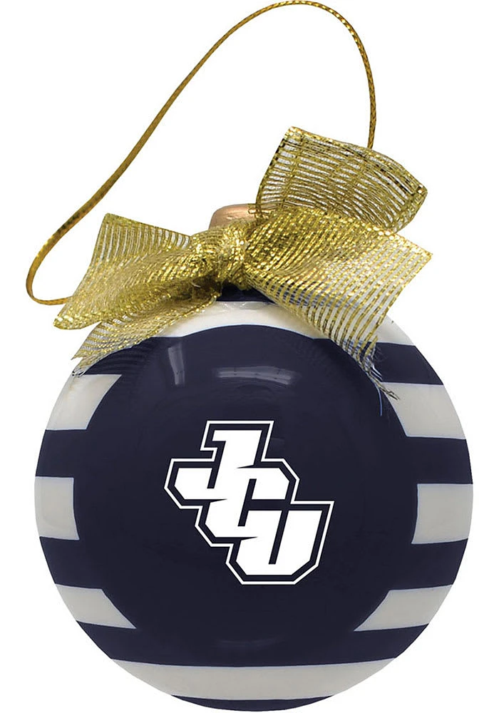 John Carroll Blue Streaks Ceramic Bulb Ornament - Navy Blue
