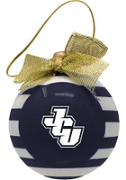 John Carroll Blue Streaks Ceramic Bulb Ornament - Navy Blue