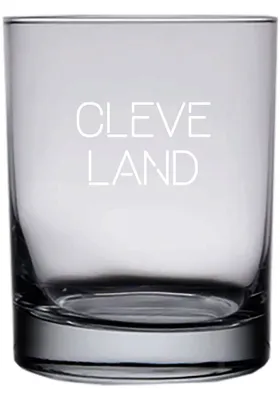 Cleveland Script 14oz Engraved Rock Glass