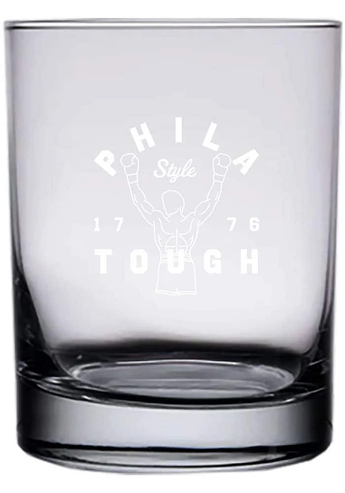 Philadelphia 14oz Engraved Rock Glass - White