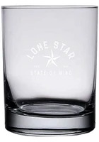 Texas 14 oz Engraved Rock Glass - White