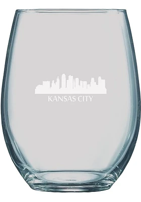 Kansas City 21 Ounce Engraved Stemless Wine Glass - White