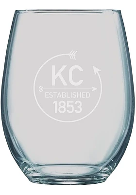 Kansas City 21 oz Engraved Stemless Wine Glass - White