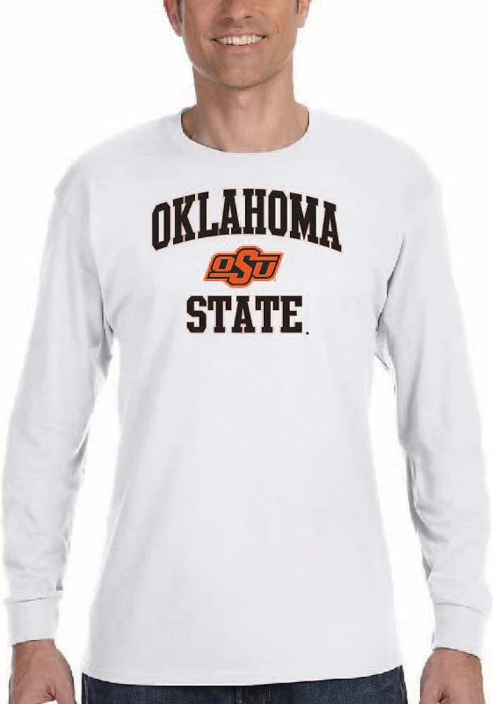 Oklahoma State Cowboys White Number One Design Long Sleeve T Shirt