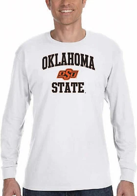 Oklahoma State Cowboys White Number One Design Long Sleeve T Shirt