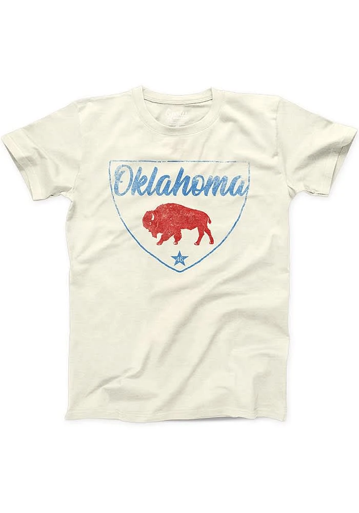 Oklahoma Oatmeal Bison Handrawn Badge Short Sleeve Fashion T Shirt