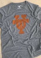 Texas Longhorns Grey Interlock Short Sleeve Fashion T Shirt