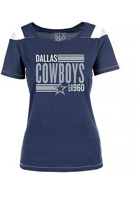 Dallas Cowboys Womens Navy Blue Zadie Short Sleeve T-Shirt