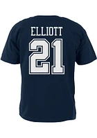 Ezekiel Elliott Dallas Cowboys Navy Blue Authentic Name and Number Short Sleeve Player T Shirt