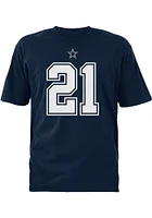 Ezekiel Elliott Dallas Cowboys Navy Blue Authentic Name and Number Short Sleeve Player T Shirt