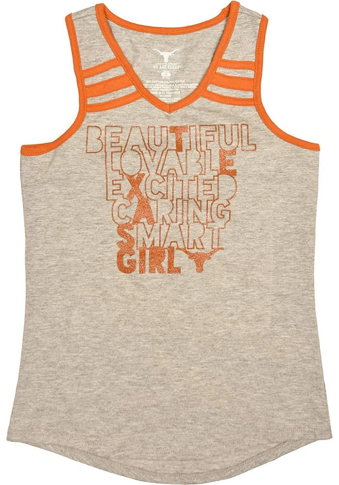 Texas Longhorns Girls Grey Etta Short Sleeve Tank Top