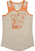 Texas Longhorns Girls Grey Etta Short Sleeve Tank Top