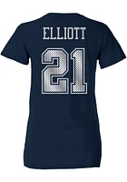 Ezekiel Elliott Dallas Cowboys Womens Navy Blue Bubbled Player T-Shirt