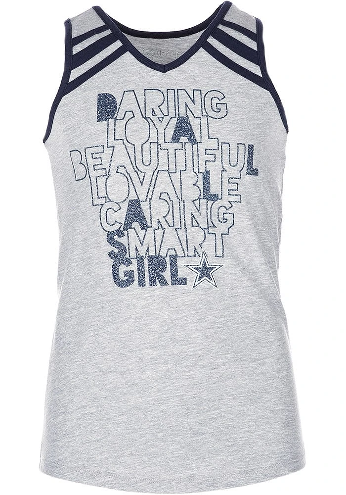Dallas Cowboys Girls Grey Etta Short Sleeve Tank Top