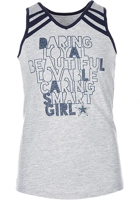 Dallas Cowboys Girls Grey Etta Short Sleeve Tank Top