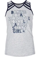 Dallas Cowboys Girls Grey Etta Short Sleeve Tank Top