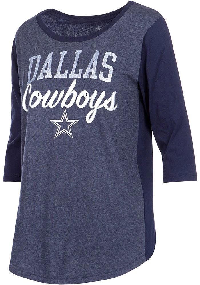 Dallas Cowboys Womens Navy Blue Anita LS Tee