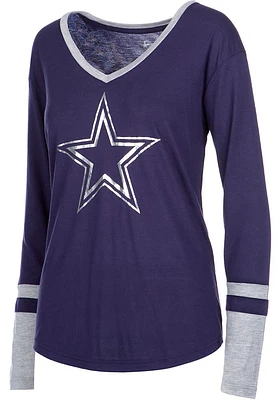 Dallas Cowboys Womens Navy Blue Geneva LS Tee