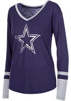 Dallas Cowboys Womens Navy Blue Geneva LS Tee