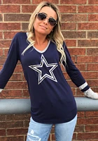 Dallas Cowboys Womens Navy Blue Geneva LS Tee
