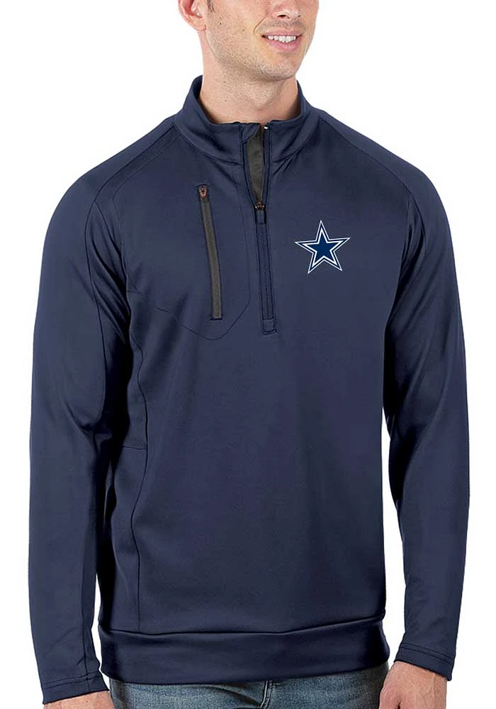 Antigua Dallas Cowboys Mens Navy Blue Generation Long Sleeve Qtr Zip Pullover