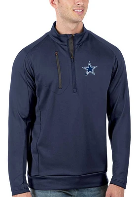 Antigua Dallas Cowboys Mens Navy Blue Generation Long Sleeve Qtr Zip Pullover