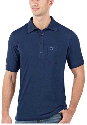 Antigua Dallas Cowboys Mens Navy Blue Momento Short Sleeve Polo