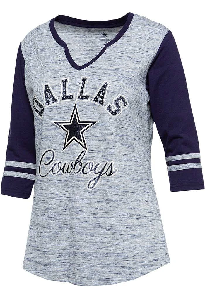 Dallas Cowboys Womens Navy Blue Sandra LS Tee