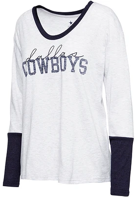 Dallas Cowboys Womens Silver Eleanor LS Tee