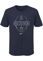 Dallas Cowboys Youth Navy Blue Football Icon Short Sleeve T-Shirt