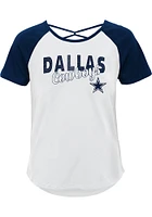 Dallas Cowboys Girls White Game Day Short Sleeve Fashion T-Shirt