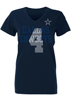 Dak Prescott Dallas Cowboys Womens Navy Blue Ashlee Player T-Shirt