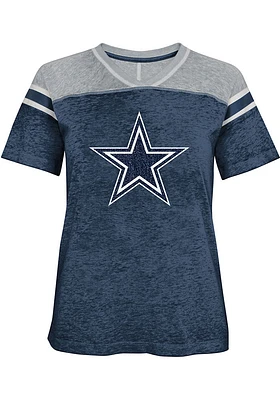 Dallas Cowboys Girls Navy Blue Team Captain Short Sleeve Fashion T-Shirt