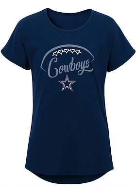 Dallas Cowboys Girls Navy Blue For The Love Dolman Short Sleeve Tee
