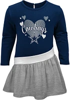 Dallas Cowboys Baby Girls Navy Blue All Hearts Short Sleeve Dress