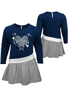 Dallas Cowboys Baby Girls Navy Blue All Hearts Short Sleeve Dress