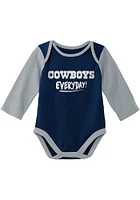 Dallas Cowboys Baby Navy Blue Little Player 2 PK LS One Piece