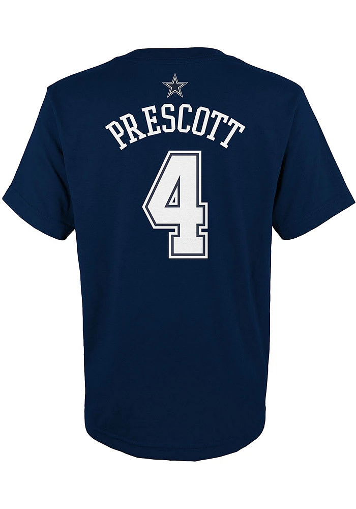 Dak Prescott Dallas Cowboys Youth Navy Blue NN Logo Player Tee