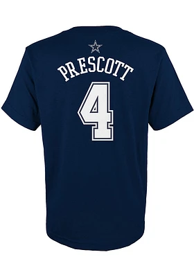 Dak Prescott Dallas Cowboys Youth Navy Blue NN Logo Player Tee