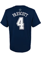 Dak Prescott Dallas Cowboys Youth Navy Blue NN Logo Player Tee