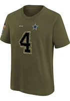 Dak Prescott Dallas Cowboys Youth Olive Salute To Service Name and Number Player Tee