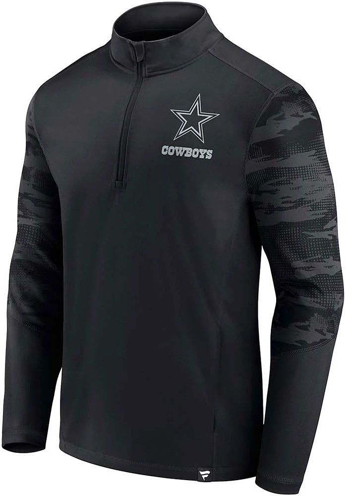 Dallas Cowboys Mens Black BLACKOUT CAMO Long Sleeve Qtr Zip Pullover