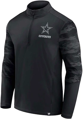 Dallas Cowboys Mens Black BLACKOUT CAMO Long Sleeve Qtr Zip Pullover