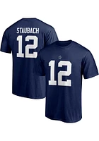 Roger Staubach Dallas Cowboys Navy Blue RETIRED AUTHENTIC STACK Short Sleeve Player T Shirt