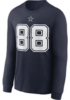 CeeDee Lamb Dallas Cowboys Navy Blue NAME AND NUMBER Long Sleeve Player T Shirt