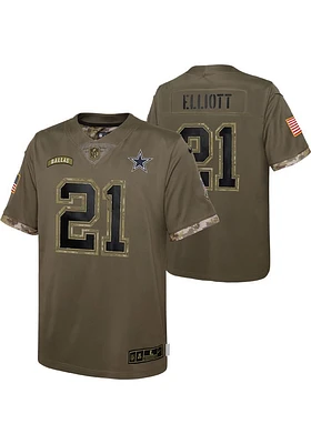 Ezekiel Elliott Dallas Cowboys Youth Olive Nike Salute To Service Game Football Jersey