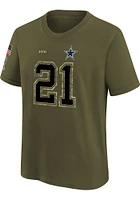 Ezekiel Elliott Dallas Cowboys Youth Olive Salute To Service Name and Number Player Tee
