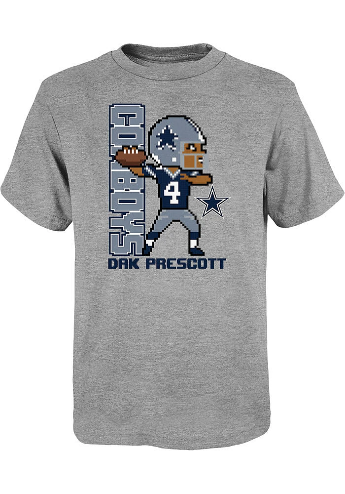 Dak Prescott Dallas Cowboys Youth Grey Pixel Player Tee